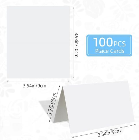 100-Pack Premium Place Cards, 3.5" x 2" Thick Cardstock – Blank Fillable Name Cards for Table Setting, Wedding Seating, Banquet & Dinner Parties in Saudi Arabia