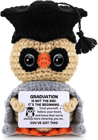 Owl Graduation Gifts 2026 for Her Him Teens- Handmade Crochet Owl with Encouragement Card Small Congrats Grad Desk Decor Unique Graduation Keepsake for Daughter Son College High School Students in Saudi Arabia