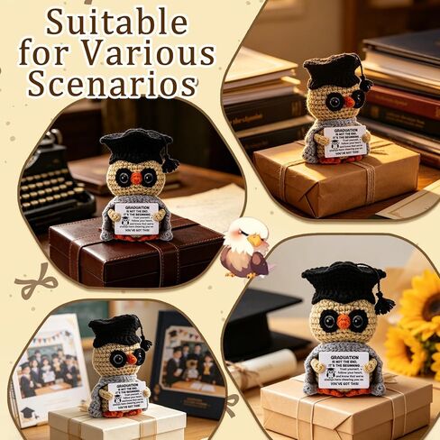 Owl Graduation Gifts 2026 for Her Him Teens- Handmade Crochet Owl with Encouragement Card Small Congrats Grad Desk Decor Unique Graduation Keepsake for Daughter Son College High School Students in Saudi Arabia