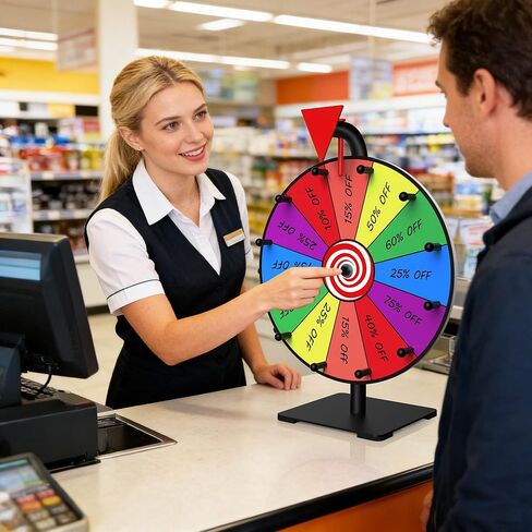 12 Inch 12 Slot Prize Wheel, Spinning Wheel for Prize, Prize Wheel Spinner with Stand, Tabletop Spinner Wheel with Dry Erase Markers and Eraser, Carnival Spin Wheel for Trade Show, Fortune Spin Game in Saudi Arabia