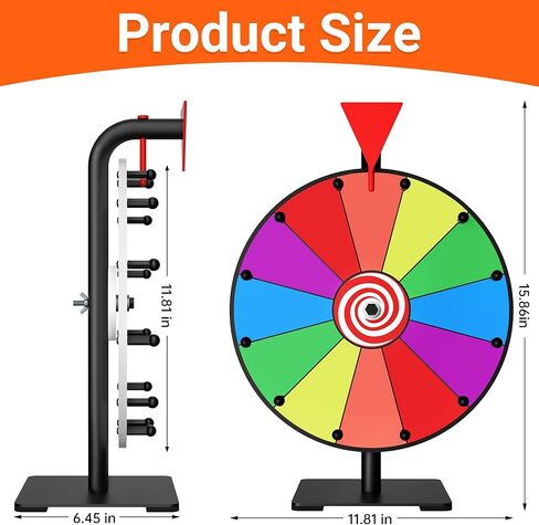 12 Inch 12 Slot Prize Wheel, Spinning Wheel for Prize, Prize Wheel Spinner with Stand, Tabletop Spinner Wheel with Dry Erase Markers and Eraser, Carnival Spin Wheel for Trade Show, Fortune Spin Game in Saudi Arabia
