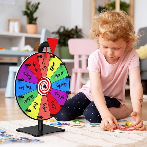 12 Inch 12 Slot Prize Wheel, Spinning Wheel for Prize, Prize Wheel Spinner with Stand, Tabletop Spinner Wheel with Dry Erase Markers and Eraser, Carnival Spin Wheel for Trade Show, Fortune Spin Game in Saudi Arabia