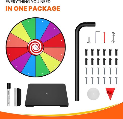 12 Inch 12 Slot Prize Wheel, Spinning Wheel for Prize, Prize Wheel Spinner with Stand, Tabletop Spinner Wheel with Dry Erase Markers and Eraser, Carnival Spin Wheel for Trade Show, Fortune Spin Game in Saudi Arabia
