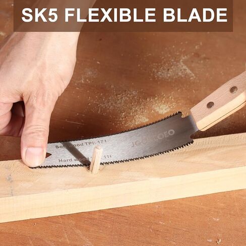 Japanese Hand Saw, 6 Inch Double Edge Flush Cut Saw, SK5 Double Flexible Blade 17/11 TPI Comfortable Hand Wood Handle, Precise and Lightweight Cutting, for Woodworking and Garden Trim in Kuwait