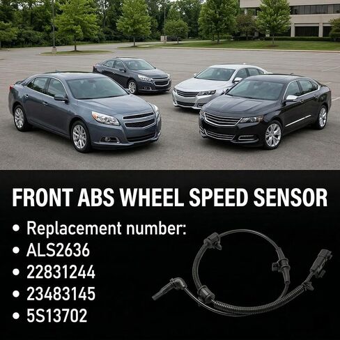 Front Left or Right ABS Wheel Speed Sensor for Chevrolet Malibu 2013-2015 Impala 2014-2019 Malibu Limited 2016 | OE 22831244 23483145 ALS2636 | Anti-Lock Brake System | 1 Pack in Kuwait