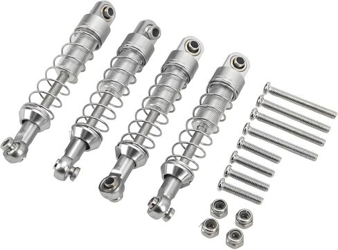 RC Shock Absorber, 2 Pairs Aluminum Alloy Shock Absorber 60mm RC Car Modification Parts for WPL C14 C24 MN D90 99S (Silver) in Kuwait