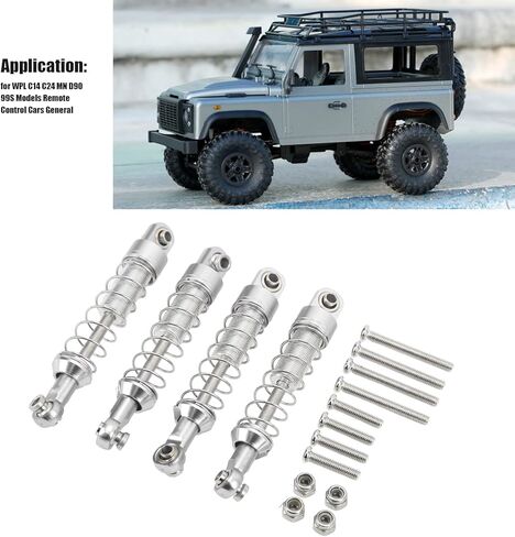 RC Shock Absorber, 2 Pairs Aluminum Alloy Shock Absorber 60mm RC Car Modification Parts for WPL C14 C24 MN D90 99S (Silver) in Kuwait