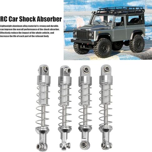 RC Shock Absorber, 2 Pairs Aluminum Alloy Shock Absorber 60mm RC Car Modification Parts for WPL C14 C24 MN D90 99S (Silver) in Kuwait