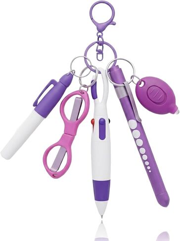 Nurse Pen Set with Permanent Marker, Retractable Ballpoint Pen, Foldable Scissors, Badge Reel Accessories Nursing Keychain Clip for Nursing School Essentials Nurse Accessories, Style G in Saudi Arabia
