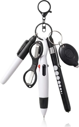 Nurse Pen Set with Permanent Marker, Retractable Ballpoint Pen, Foldable Scissors, Badge Reel Accessories Nursing Keychain Clip for Nursing School Essentials Nurse Accessories, Style G in Saudi Arabia