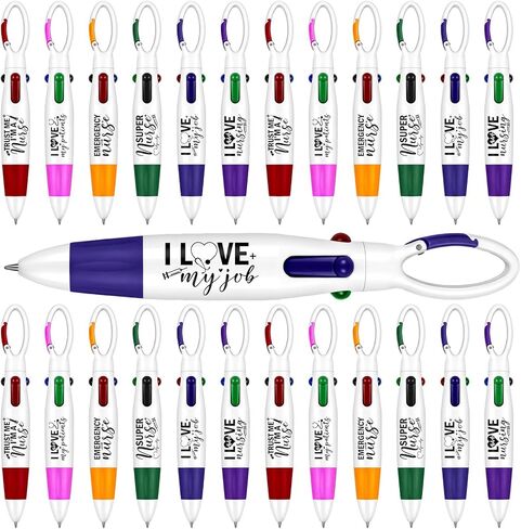 24 Pcs Nurse Pen Set 4-in-1 Multicolor Pens with Buckle Clip on Top Retractable Ballpoint Pens Appreciation Gifts for Nurse Medical Assistant Nursing Office School Supplies in Saudi Arabia
