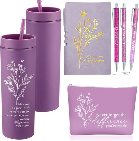 Funnymoom 6 Pcs End of Year Teachers Gifts Set for Women, Cna Week Appreciation Gifts for Nurse Employees, Thank You Box 16 oz Tumbler Makeup Bag Journal Pens for Coworker Staff Graduation Party Favor in Kuwait