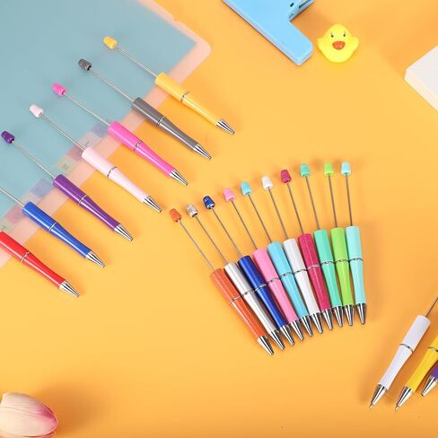60 Pieces Beadable Pens,Plastic Beadable Pen,DIY Beadable Pens Bulk,Black Ink Ballpoint Pens,Cute Beaded Pens for Kids Presents Office Supplies DIY Making Gift,20 Colors in Saudi Arabia