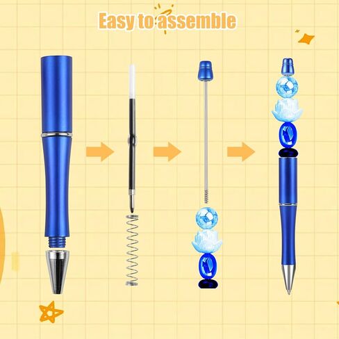 60 Pieces Beadable Pens,Plastic Beadable Pen,DIY Beadable Pens Bulk,Black Ink Ballpoint Pens,Cute Beaded Pens for Kids Presents Office Supplies DIY Making Gift,20 Colors in Saudi Arabia