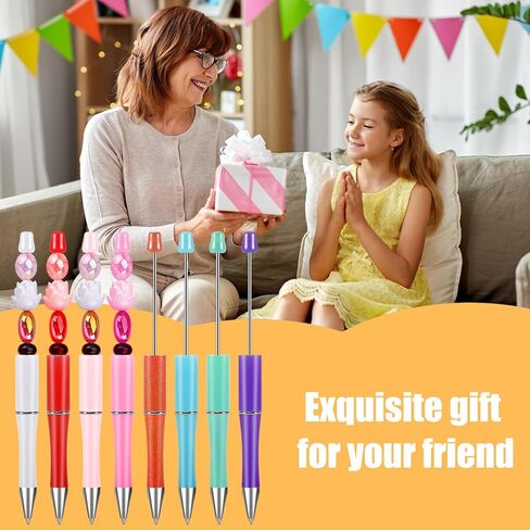 60 Pieces Beadable Pens,Plastic Beadable Pen,DIY Beadable Pens Bulk,Black Ink Ballpoint Pens,Cute Beaded Pens for Kids Presents Office Supplies DIY Making Gift,20 Colors in Saudi Arabia