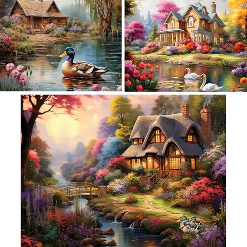 Bits and Pieces - Value Set of Three (3) - 300 Piece Jigsaw Puzzles for Adults - Large Piece 300 pc Colorful Nature Jigsaws Bundle by Stewart - Each Jigsaw Measures 18" x 24" in Kuwait