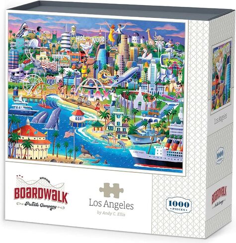 Boardwalk Los Angeles 1000 Piece Jigsaw Puzzle California Landmarks Travel Puzzles with Premium Box, Gift for Adults and Family 19"x26" in Saudi Arabia
