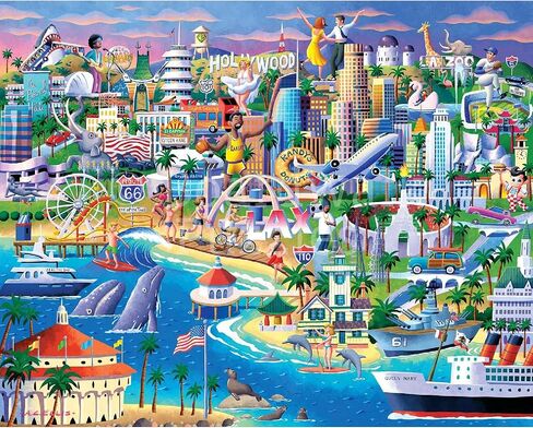 Boardwalk Los Angeles 1000 Piece Jigsaw Puzzle California Landmarks Travel Puzzles with Premium Box, Gift for Adults and Family 19"x26" in Saudi Arabia