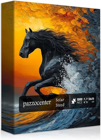 Black Horse Puzzles for Adults 1000 Pieces, Nature Sunset Scenery Puzzle, Galloping Horse Jigsaw Puzzles, Beautiful Animal Oil Painting Puzzles as Home Decor in Saudi Arabia