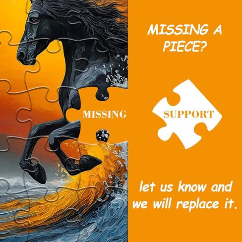 Black Horse Puzzles for Adults 1000 Pieces, Nature Sunset Scenery Puzzle, Galloping Horse Jigsaw Puzzles, Beautiful Animal Oil Painting Puzzles as Home Decor in Saudi Arabia
