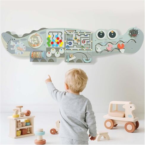 Potatomato Green Montessori Busy Board – Educational Wall Panel for Toddlers – Montessori for Boys and Girls – Learning Activity Center – Fine Motor Skills Toys – Autism Toys in Saudi Arabia