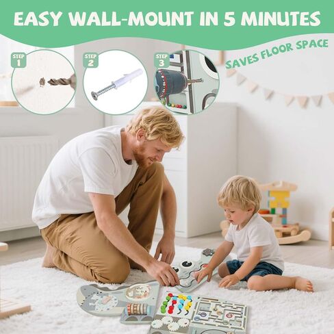 Potatomato Green Montessori Busy Board – Educational Wall Panel for Toddlers – Montessori for Boys and Girls – Learning Activity Center – Fine Motor Skills Toys – Autism Toys in Saudi Arabia