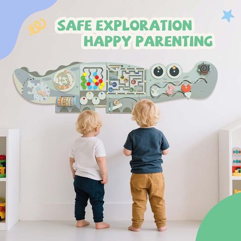 Potatomato Green Montessori Busy Board – Educational Wall Panel for Toddlers – Montessori for Boys and Girls – Learning Activity Center – Fine Motor Skills Toys – Autism Toys in Saudi Arabia