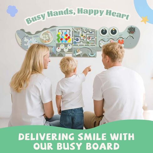 Potatomato Green Montessori Busy Board – Educational Wall Panel for Toddlers – Montessori for Boys and Girls – Learning Activity Center – Fine Motor Skills Toys – Autism Toys in Saudi Arabia