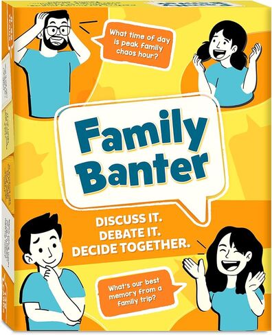 Gouda Games Family Banter Card Game, Fun and Hilarious for Family Game Night, Interactive Conversation with 148 Question Cards, Travel Game for Kids Teens and Adults, Gift Ages 8, 9, 10 and Up in Saudi Arabia