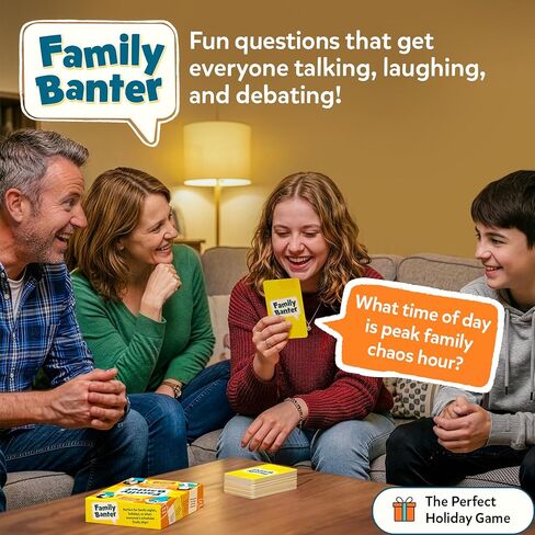 Gouda Games Family Banter Card Game, Fun and Hilarious for Family Game Night, Interactive Conversation with 148 Question Cards, Travel Game for Kids Teens and Adults, Gift Ages 8, 9, 10 and Up in Saudi Arabia