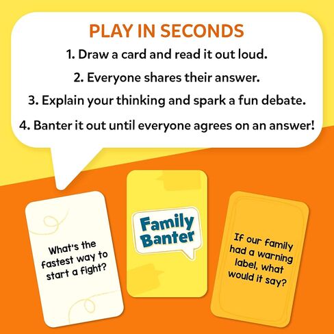 Gouda Games Family Banter Card Game, Fun and Hilarious for Family Game Night, Interactive Conversation with 148 Question Cards, Travel Game for Kids Teens and Adults, Gift Ages 8, 9, 10 and Up in Saudi Arabia