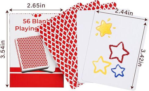 56PCS Blank Playing Cards,1 Pack of 56 Each, 2.44" x 3.42'' Red Checkered Diamond Back, Premium 300GSM Blank Cards, DIY Game Cards, Customizable Flash Cards for Learning in Saudi Arabia