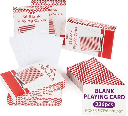56PCS Blank Playing Cards,1 Pack of 56 Each, 2.44" x 3.42'' Red Checkered Diamond Back, Premium 300GSM Blank Cards, DIY Game Cards, Customizable Flash Cards for Learning in Saudi Arabia