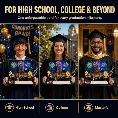 2026 Funny Graduation Cards Talking with Real Voice 3D Pop-Up Graduation Greeting Card, Music & Lights – Class of 2026 Congrats Card for College, High School, Congratulation Graduate Gifts for Son Daughter Grandson in Saudi Arabia