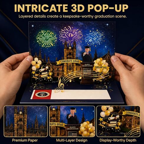2026 Funny Graduation Cards Talking with Real Voice 3D Pop-Up Graduation Greeting Card, Music & Lights – Class of 2026 Congrats Card for College, High School, Congratulation Graduate Gifts for Son Daughter Grandson in Saudi Arabia