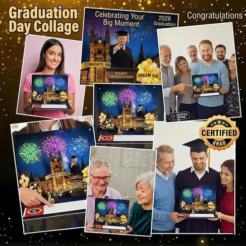 2026 Funny Graduation Cards Talking with Real Voice 3D Pop-Up Graduation Greeting Card, Music & Lights – Class of 2026 Congrats Card for College, High School, Congratulation Graduate Gifts for Son Daughter Grandson in Saudi Arabia