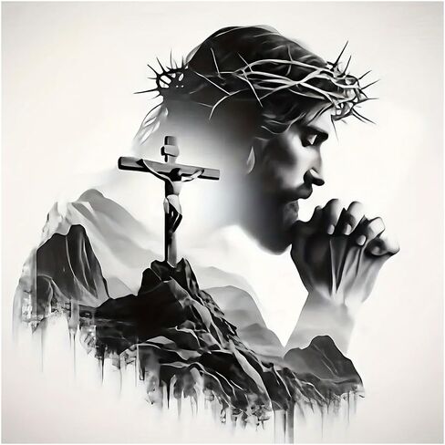 DIADAY 5D Diamond Painting Kits for Adults Jesus Cross, Religion Diamond Art Kits for Adults, Full Drill Round Gem DIY Arts and Crafts Home Wall Decor Gift 12 x 12 Inches in Saudi Arabia