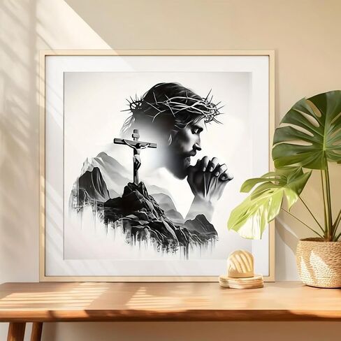 DIADAY 5D Diamond Painting Kits for Adults Jesus Cross, Religion Diamond Art Kits for Adults, Full Drill Round Gem DIY Arts and Crafts Home Wall Decor Gift 12 x 12 Inches in Saudi Arabia