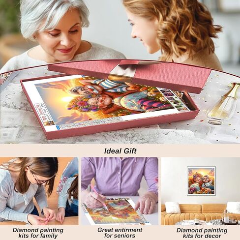 FHBUBPUP Grandma Diamond Art Kits for Adults - 5D Diamond Painting Kits Full Drill Round - Beginners DIY Gem Art Home Wall Decoration Crafts Gifts 12×12Inch in Kuwait