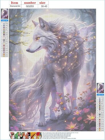 QQYRHN Wolf and Moon Diamond Painting Kits for Adults Beginners, 5D Flowers Diamond Art Kits, DIY Round Full Drill Fantasy Wolf Gem Art with Painting Kits Relaxing Craft for Home Wall Decor 12x16 Inch in Kuwait