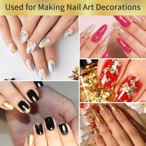 10g Gold Leaf Flakes with Tweezers, Metallic Gold Foil Flakes for Resin, Imitation Gold Leaf for Nail Art, DIY Crafts, Painting, Jewelry Making, Slime and Home Decor in Saudi Arabia
