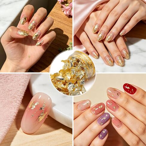 10g Gold Leaf Flakes with Tweezers, Metallic Gold Foil Flakes for Resin, Imitation Gold Leaf for Nail Art, DIY Crafts, Painting, Jewelry Making, Slime and Home Decor in Saudi Arabia