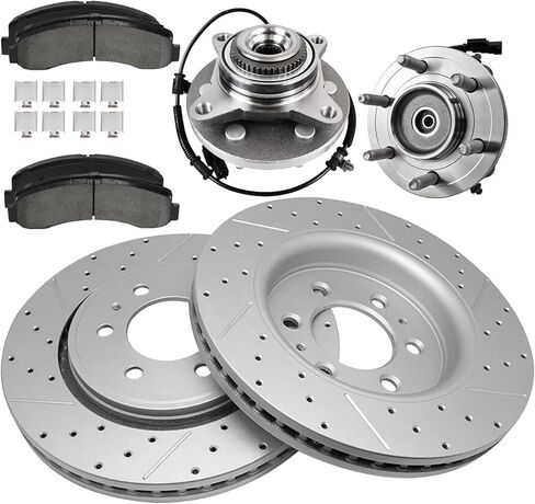 AUTOCLUB 13.78" Front Brake Kit, for 2011 2012 2013 2014 Lincoln Navigator Ford Expedition Brakes and Wheel Bearing Hub, for 2010 2011 2012 2013 2014 Ford F-150 Brakes, Drilled and Slotted Replacement in Saudi Arabia