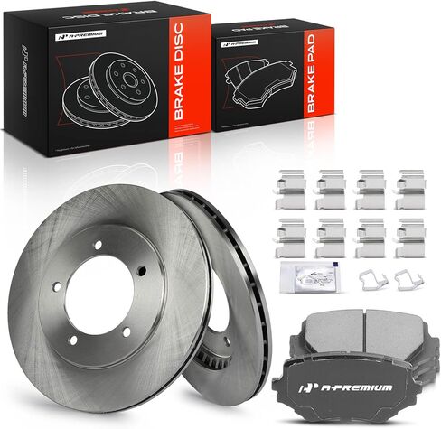 A-Premium 12.20 inch (310mm) Front Vented Disc Brake Rotors + Ceramic Pads Kit Compatible with Select Suzuki Model - Grand Vitara 1999-2005, XL-7 2002-2004, 6-PC Set in Kuwait