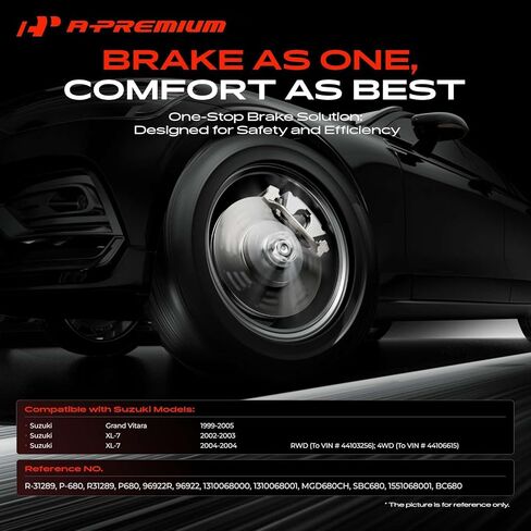 A-Premium 12.20 inch (310mm) Front Vented Disc Brake Rotors + Ceramic Pads Kit Compatible with Select Suzuki Model - Grand Vitara 1999-2005, XL-7 2002-2004, 6-PC Set in Kuwait