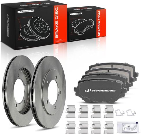 A-Premium 12.20 inch (310mm) Front Vented Disc Brake Rotors + Ceramic Pads Kit Compatible with Select Suzuki Model - Grand Vitara 1999-2005, XL-7 2002-2004, 6-PC Set in Kuwait