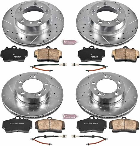 PowerStop Front and Rear Brake Kit for Porsche Boxster 1997-04 - Drilled and Slotted Disc Rotors with Carbon-Fiber Ceramic Brake Pads Replacement, K4406 in Kuwait