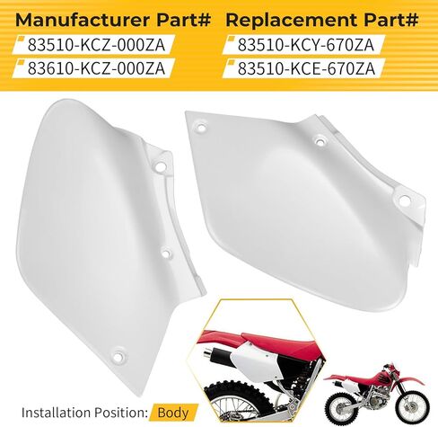 M MATI Left Right Side Panels White for Honda XR250R XR400R 1996-2004 83510-KCZ-000ZA 83610-KCZ-000ZA in Kuwait