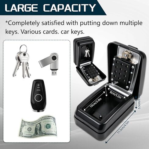 Upgraded Wall-Mounted Key Lock Box, Weatherproof Outdoor Lockbox, 12-Digit Customizable Security Code Anti-Theft, Key Safe Storage Lock Box for Home, Office, Garage, Airbnb hosts, Spare key storage, in Saudi Arabia