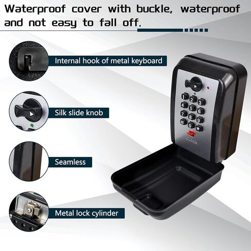 Upgraded Wall-Mounted Key Lock Box, Weatherproof Outdoor Lockbox, 12-Digit Customizable Security Code Anti-Theft, Key Safe Storage Lock Box for Home, Office, Garage, Airbnb hosts, Spare key storage, in Saudi Arabia